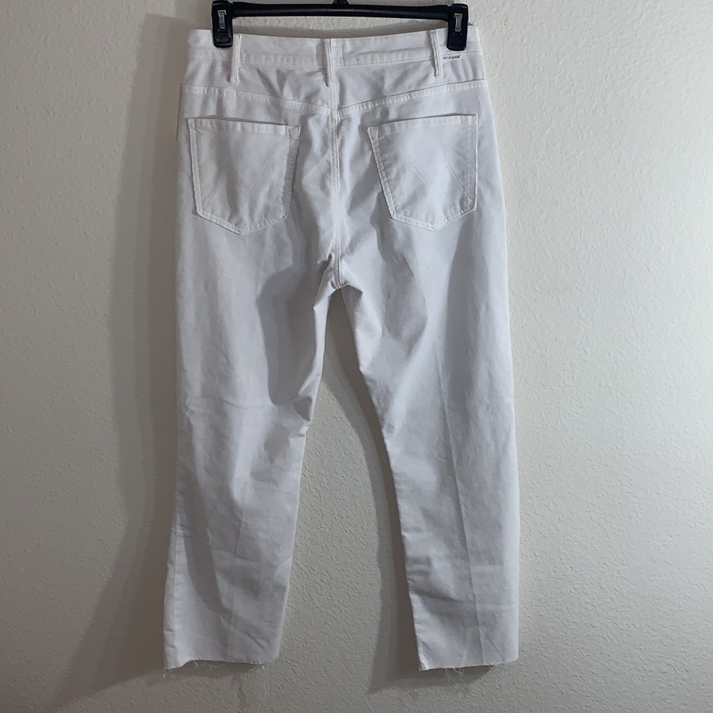 Size 33 MOTHER The Hustler High-Rise Ankle Fray corduroy white Jeans - Picture 5 of 10